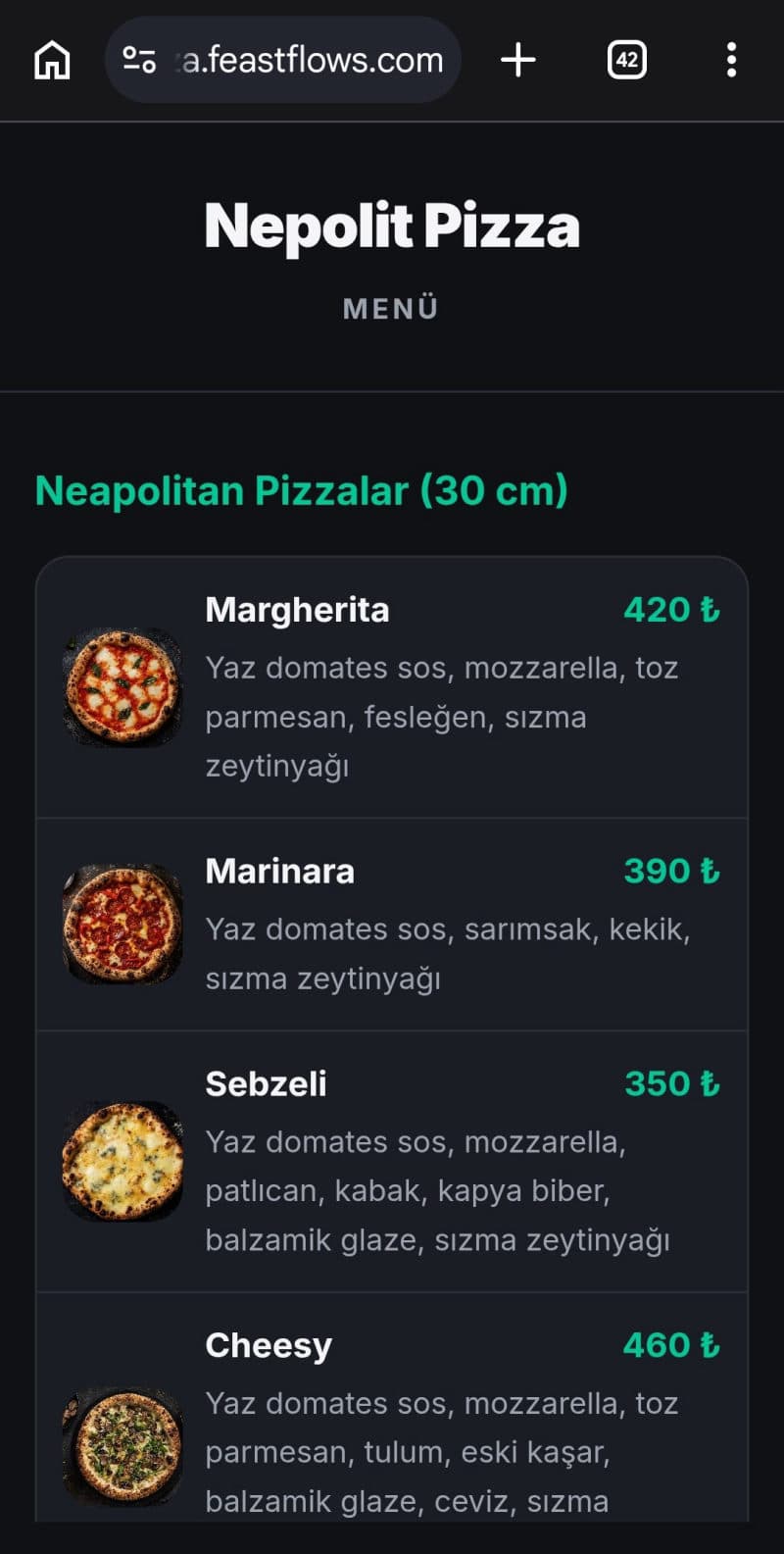 Nepolit dijital QR menüsü: fiyatlı ve fotoğraflı ürün listesi.